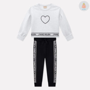 Conjunto Casaco e Calça Moletom Preta Milon